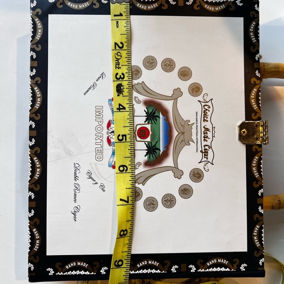 Romeo Roma Vintage Style Cigar Box Purse Patterned Floral Back Rainbow Flowers - Picture 10 of 13